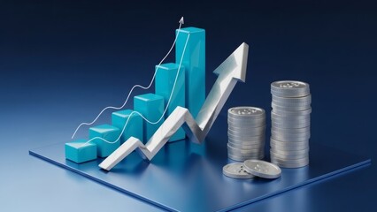 Financial Trends with Graphs and Coins in a Professional Environment
