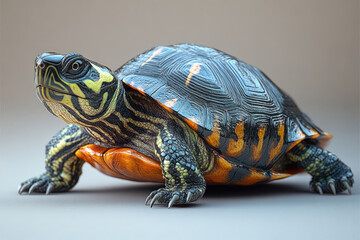 Obraz premium Hyperrealistic Turtle Radiating Light in a Minimalist Studio