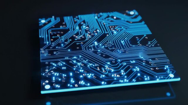Futuristic blue circuit board design for technology and innovation concepts