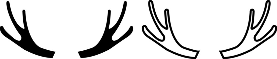 Antler shapes showing designs for logos or icons in black and white for creative projects