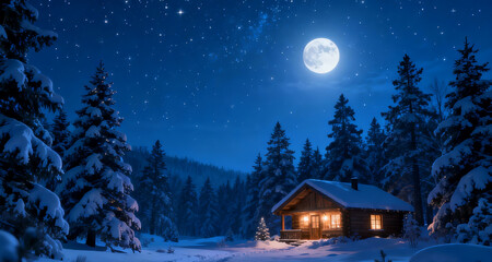 winter landscape with house