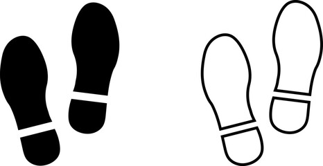 Footprint icon and logo design in black and white colors with simple style for various uses and applications