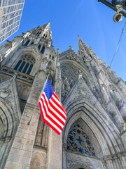 St. Patrick's Cathedral with American Flag