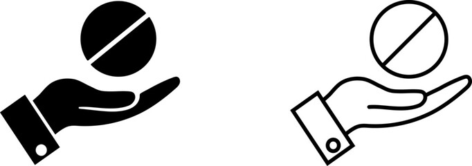 Hand holding a circular object with a split design representing a concept or service