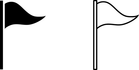 Two simple flag icons showing different designs in black and outline styles created on a white background