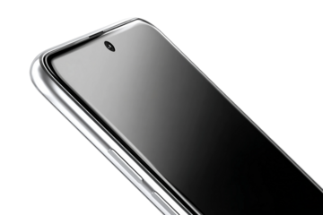 Touchscreen smartphone close-up isolated on transparent background