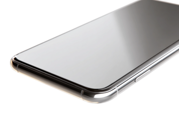 Sleek smartphone close-up isolated on transparent background