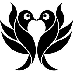 Symmetrical Birds: A Vector Illustration of Two Facing Black Birds.

