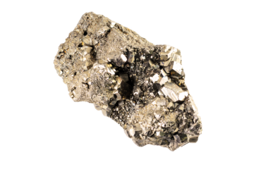 Close-up of a beautiful pyrite mineral specimen with a black background