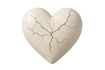 Broken heart shape showing cracks and fragility