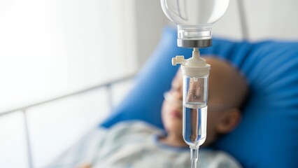 Fototapeta premium Pediatric patient undergoing IV therapy in a hospital room setting