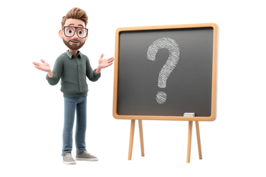 student struggling at classroom board isolated on transparent background - Powered by Adobe