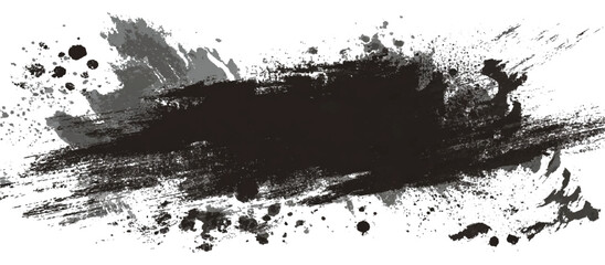 Abstract dirty paint brush stroke with grunge border ink lines and splash effect for creative template design.