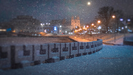 Minsk at night on Christmas Eve