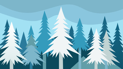 Obraz premium Stylized winter forest with snow covered trees