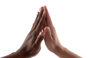 friends giving high five isolated on transparent background