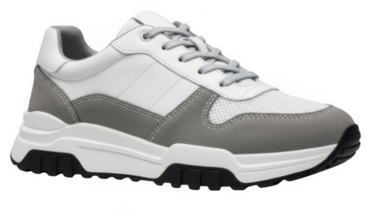 Stylish white and grey chunky sole athletic shoe