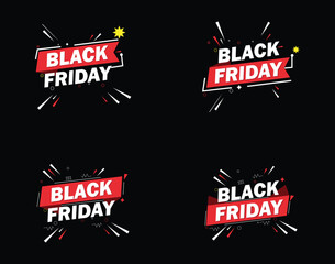 Black Friday Sale Banner Badge Set on Black Background