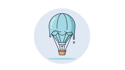 Obraz premium Air Balloon Icon Design Whimsical Blue Sky Flight and Adventure in a Circle Design