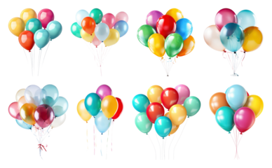 PNG Colorful balloons for joyful celebrations, element set on transparent background