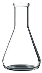 clear glass erlenmeyer flask isolated on transparent background