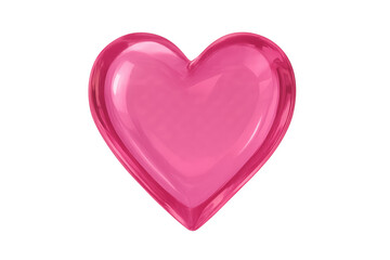 Fototapeta premium Pink glossy glass heart transparent background