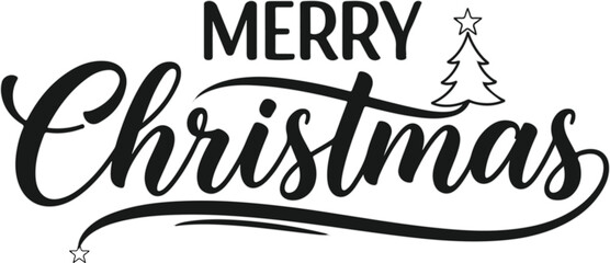 Holiday typography for greeting cards, t-shirts, and vector cute decorated star pine tree icon with hand drawn calligraphy lettering Merry Christmas.eps © arraygraphic1