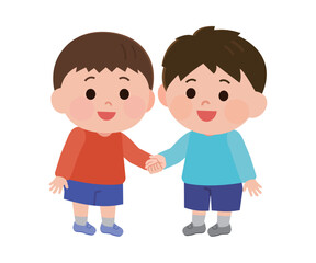 仲良しの男の子たち　イラスト