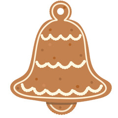Gingerbread Bell Cookie with White Icing