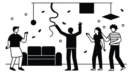 business man and businesswoman fashion silhouette people vector illustration happy new year party