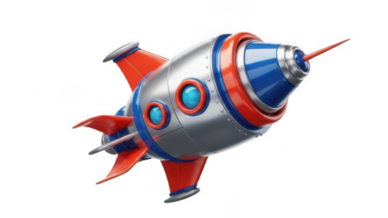 Retro cartoon spaceship ready for blast off