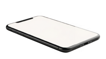 Modern smartphone with blank white screen on black background