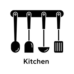Kitchen equipment icon set. Kitchen utensils, appliances, supplies, tools, store, hardware, home, shop, household, label, logo, badge, sign, symbol, black, line, flat vector, isolated illustration.