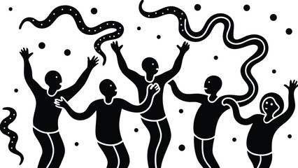 vector illustration of a dancing man silhouette evolution people dance vector sport woman illustration boy music business dancing art design icon 