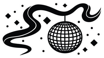 black and white easter egg with flowers sphere ball disco globe light circle illustration vector design party symbol design icon
