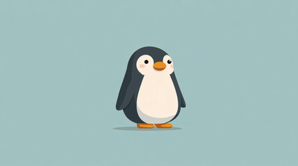 Fototapeta premium やさしい表情のペンギンが立つかわいらしいイラスト