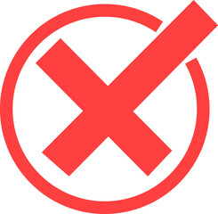 Obraz premium Red x mark in circle icon symbol isolated on transparent background