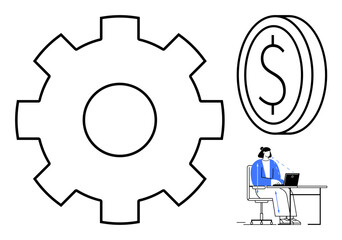 Business automation concept. Business icons emphasizing workflow optimization, task automation, and financing. Business connects efficiency, innovation, and cost management. For corporate, startups