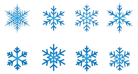 Set of blue Snowflakes icon, snowflake winter icon symbol on white background,