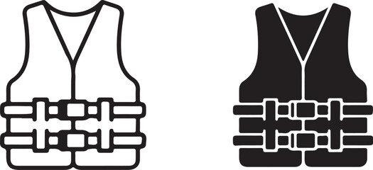 Life Vest Icon Outline and Solid Silhouette for Safety and Water Sports vector illustration on transparent background