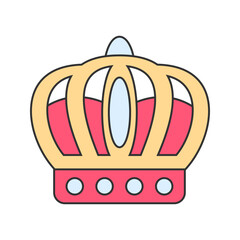 Crown Flat design style, royal crown with jewels, symbolizing monarchy and luxury, great for regal, historical, or royalty themed graphics.