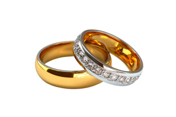 pair of wedding rings isolated on transparent background