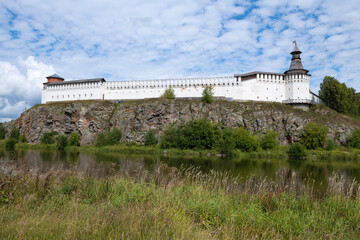 August landscape with the ancient Kremlin of Verkhoturye. Sverdlovsk Region, Russia
