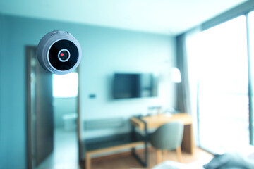 Spy cameras or spy cameras hidden in secret corners of the house, property protection and security technology