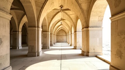 Fototapeta premium Deep brown arcade retro interior architectural scenery