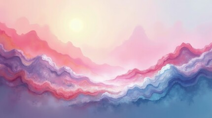 Dreamy mountain landscape with soft pastel colors abstract