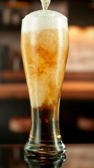 Pouring Beer into Pint Glass in a Pub, Close-up