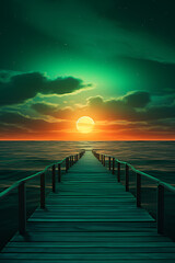 Fototapeta premium sunset on the beach vertical vector illustration