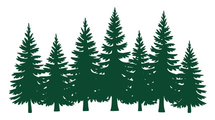 Obraz premium Pine forest trees silhouette illustration on white background Vector, illustration