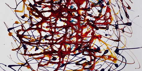 Naklejka premium Eclectic and Expressive Painted Dreamscape Infused with an Array of Colors and Abstract Forms